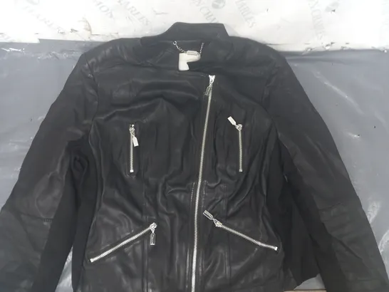 DANNII MINOGUE FAUX BIKER JACKET IN BLACK SIZE 10