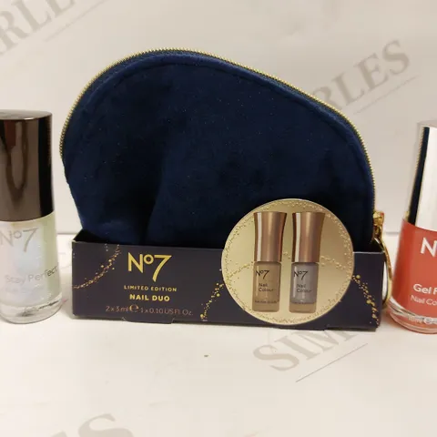 BOX OF 4 NO.7 ITEMS TO INCLUDE GEL FINISH, STAY PERFECT AND NAIL DUO 