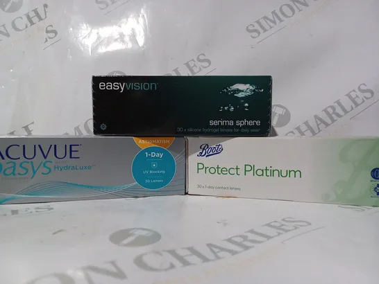 APPROXIMATELY 20 ASSORTED HOUSEHOLD ITEMS TO INCLUDE ACUVUE OASYS CONTACT LENSES, EASYVISION CONTACT LENSES, ETC