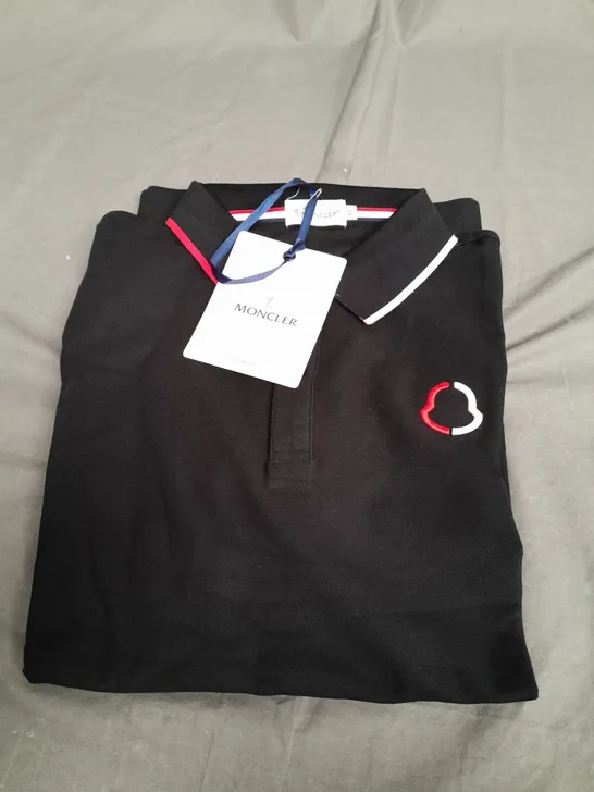 MONCLER BLACK POLO SHIRT - XL