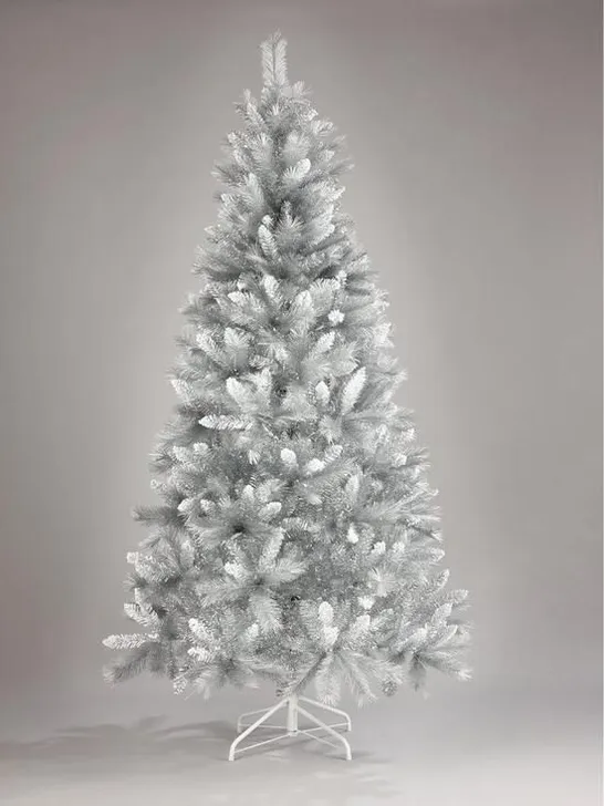 7FT SILVER GREY SPARKLE CHRISTMAS TREE WITH FROSTED TIPS - COLLECTION ONLY RRP £149.99