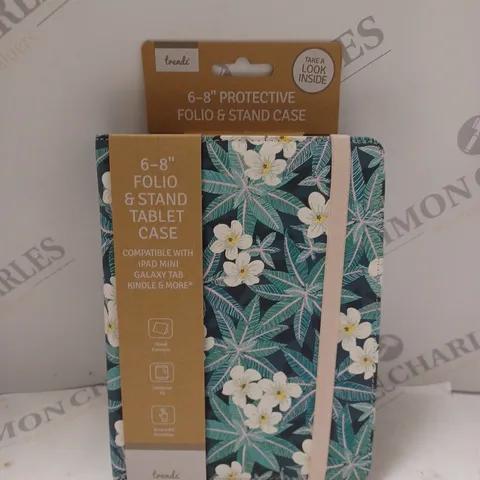 APPROXIMATELY 50 TRENDZ 6-8" FOLIO & STAND TABLET CASES IN FLORAL DESIGN 
