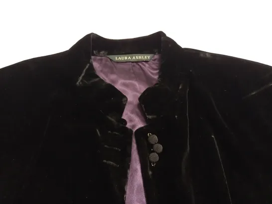 LAURA ASHLEY BLACK VELOUR JACKET - UK 14