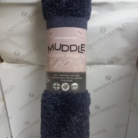 MUDDLE WASHABLE SHAGGY RUG NAVY