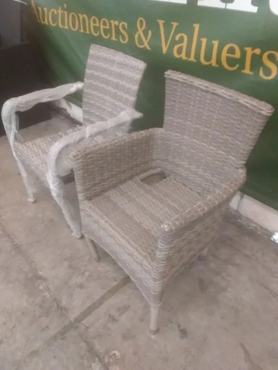 X2 RATTAN EFFECT GARDEN ARMCHAIRS GREY