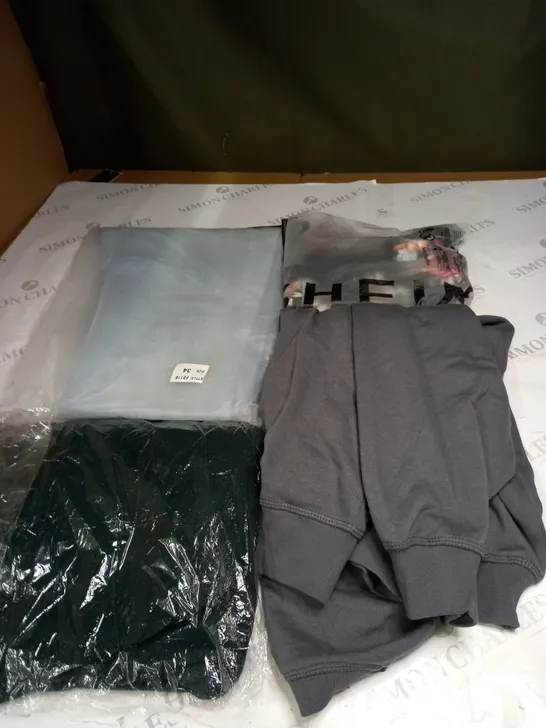 BOX OF ASSORTED CLOTHING ITEMS TOO INCLUDE JUMPERS, SHIRTS AND TROUSERS IN VARIOUS SIZES AND COLOURS   