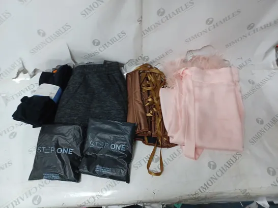 BOX OF ASSORTED CLOTHING ITEMS TO INCLUDE PYJAMAS, BOXERS, TRACKIES ETC 