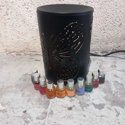 APPROXIMATELY 16 BRAND NEW TABLE DECORATIVE DIFFUSOR LAMP WITH SET OF 10 AROMA OIL (5 ML) (BUTTERFLY PATTERN)