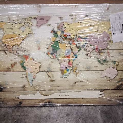 BOXED WORLD MAP WALL ART