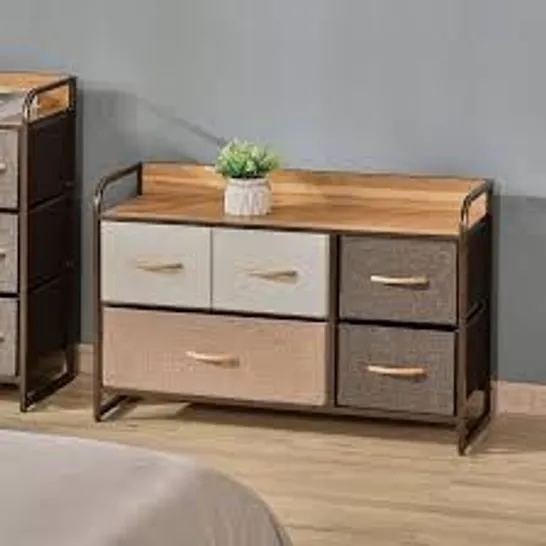 BOXED DRESSER ORGANIZER WITH 5 DRAWERS AND WOODEN TOP