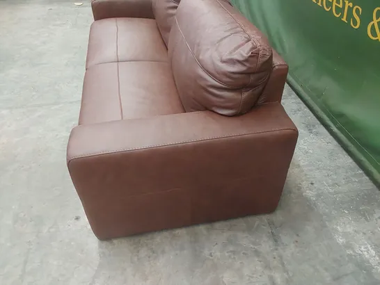 DESIGNER 3 SEATER TAN LEATHER SOFA 