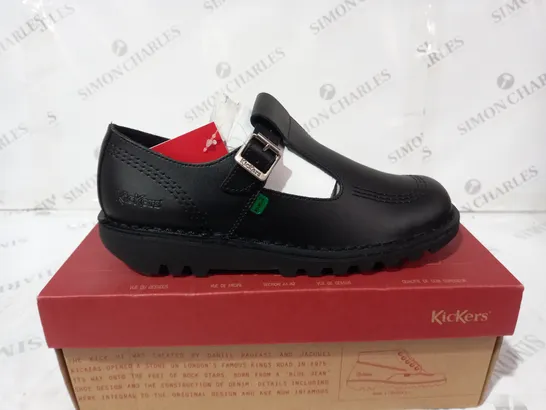 KICKERS LO AZTEC LEATHER SCHOOL SHOES BLACK SIZE 7