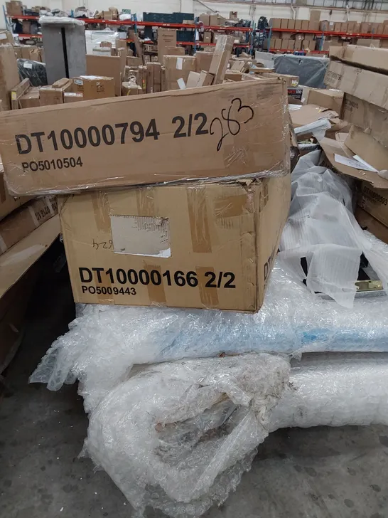 PALLET OF ASSORTED BOXED DINING TABLE PARTS 