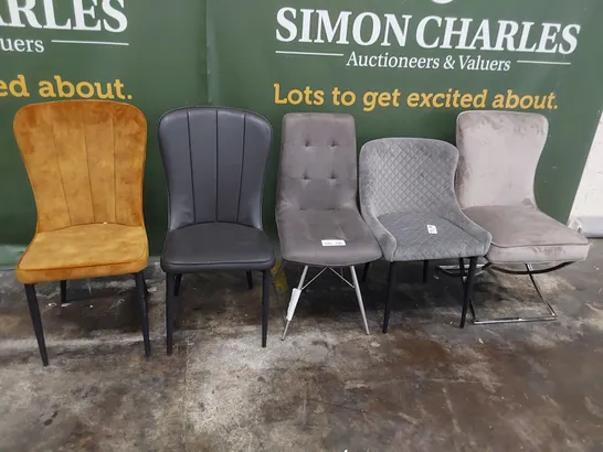 FIVE ASSORTED UPHOLSTERED DINING CHAIRS 