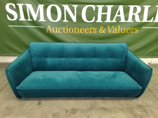 QUALITY ITALIAN DESIGNER SEVILLE LARGE SOFA - TEAL VELVET FABRIC