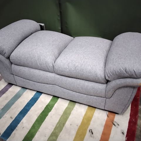 GREY FABRIC FIXED TWO SEATER SOFA BASE (NO BACK)