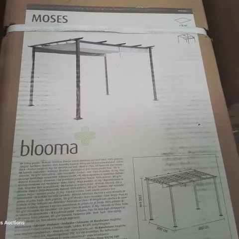 BOXED BLOOMA MOSES 4 × 3M SLIDING FABRIC ROOF GAZEBO