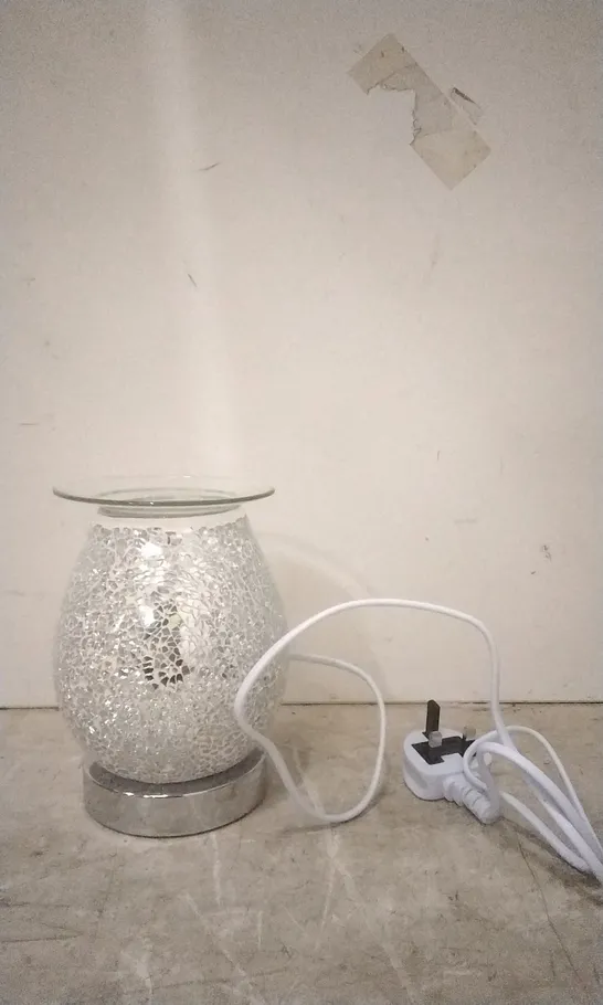 BOXED SENSE AROMA SILVER EGG SHAPE MOSIAC FRAGRANCE WARMER 