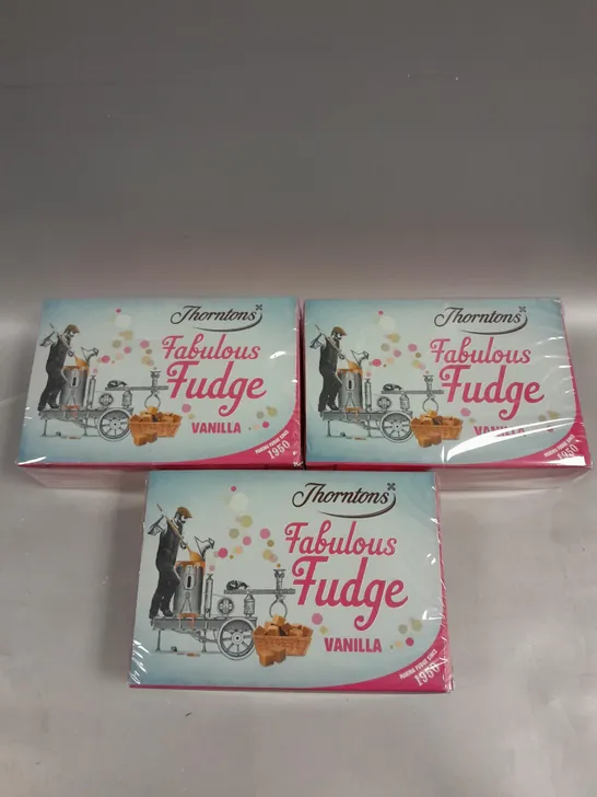 3 X SEALED THORNTONS FABULOUS FUDGE - VANILLA 3 X 350G