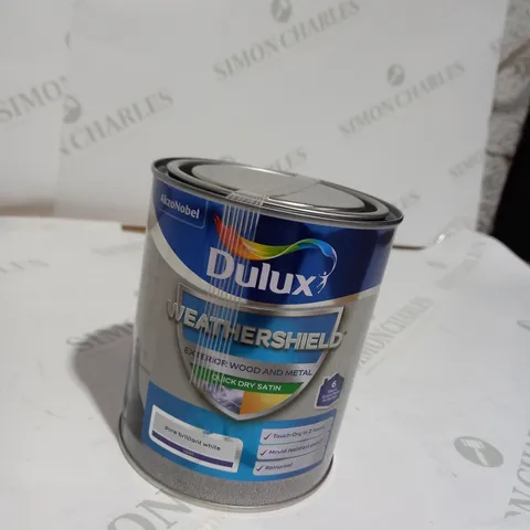 DULUX WEATHERSHIELD PURE BRILLIANT WHITE SATINWOOD EXTERIOR METAL & WOOD PAINT, 750ML