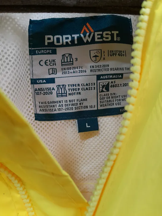 PORTWEST HI-VIS RAIN JACKET - LARGE