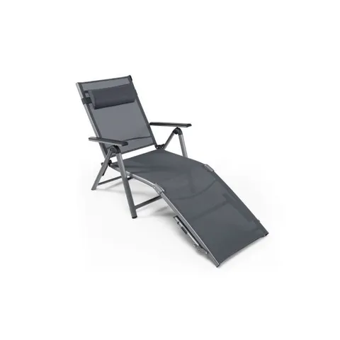 BOXED COSTWAY FOLDING ALUMINUM LOUNGE CHAIR PATIO CHAISE LOUNGER W/ ADJUSTABLE BACK & PILLOW