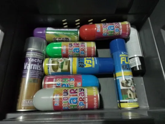 LOT OF 16 ASSORTED AEROSOLS TO INCLUDE YACHT VARNISH, DEODORANT AND HAIR SPRAY / COLLECTION ONLY