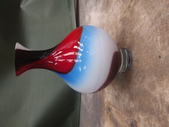 DESIGNER RED, WHITE AND BLUE MARBLE EFFECT SMALL VASE