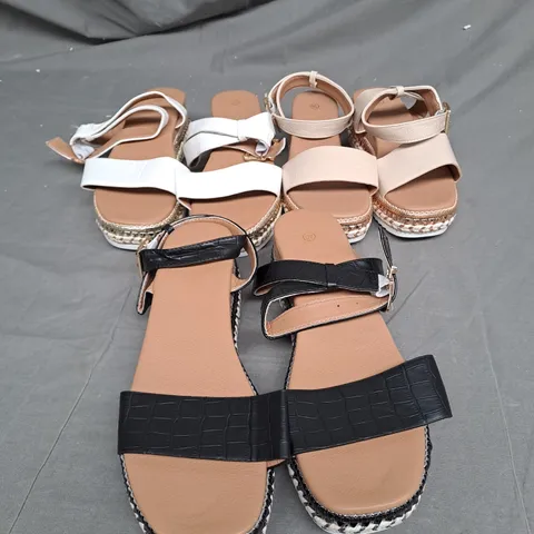 BOX OF APPROXIMATELY 20 ASSORTED PAIRS OF SANDAL FOOTWEAR ITEMS IN VARIOUS COLOUR AND SIZES