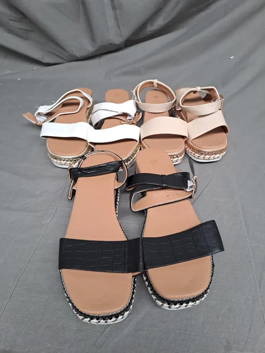 BOX OF APPROXIMATELY 20 ASSORTED PAIRS OF SANDAL FOOTWEAR ITEMS IN VARIOUS COLOUR AND SIZES