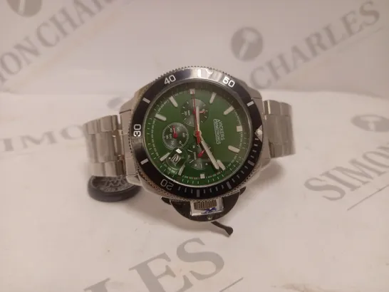 BOXED VICKERS ARMSTRONGS GEOSPHERE STEEL WATCH WITH GREEN FACE