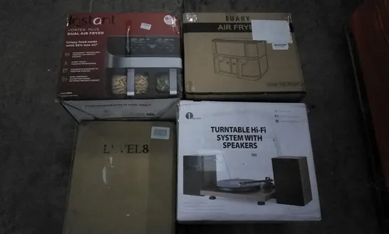 PALLET OF ASSORTED ITEMS INCLUDING DUAL AIR FRYER, TURNTABLE HI-FI SYSTEM WITH SPEAKERS, HEATED BLANKET, LEVEL8 SUITCASE, POP-UP TENT 