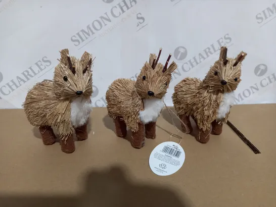 BOX OF 3 REINDEER CHRISTMAS ORNAMENTS 