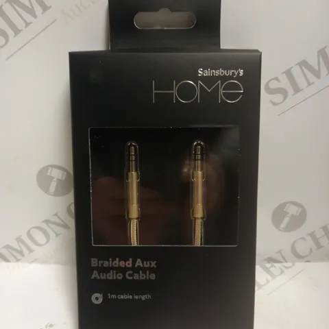 APPROXIMATELY 10 BOXED JS BRAIDED AUX AUDIO CABLES IN GOLD COLOUR - 1M	