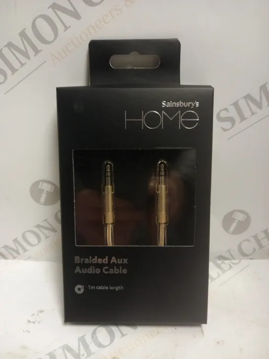 APPROXIMATELY 10 BOXED JS BRAIDED AUX AUDIO CABLES IN GOLD COLOUR - 1M	