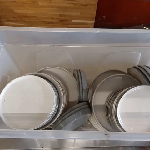 BOX OF ASSORTED PLATES AND DINNERWARE