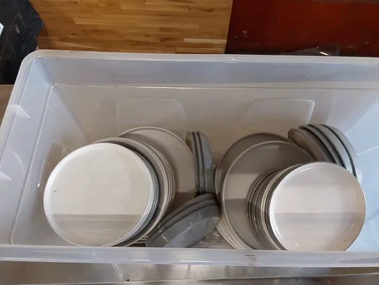 BOX OF ASSORTED PLATES AND DINNERWARE