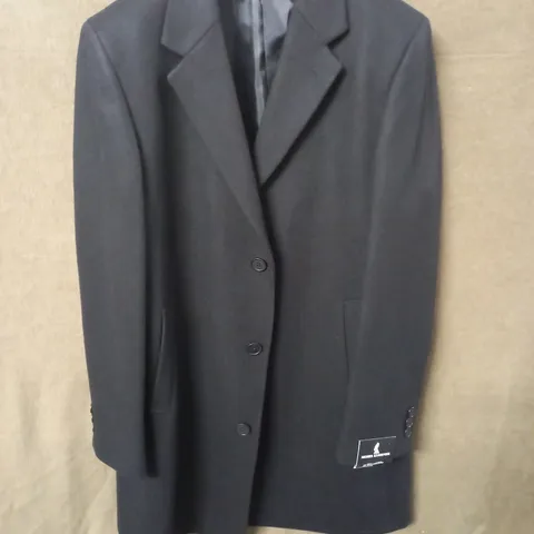 BRAND NEW MOSES KUSHNER 100% WOOL BUTTON FRONT COAT IN BLACK - XL