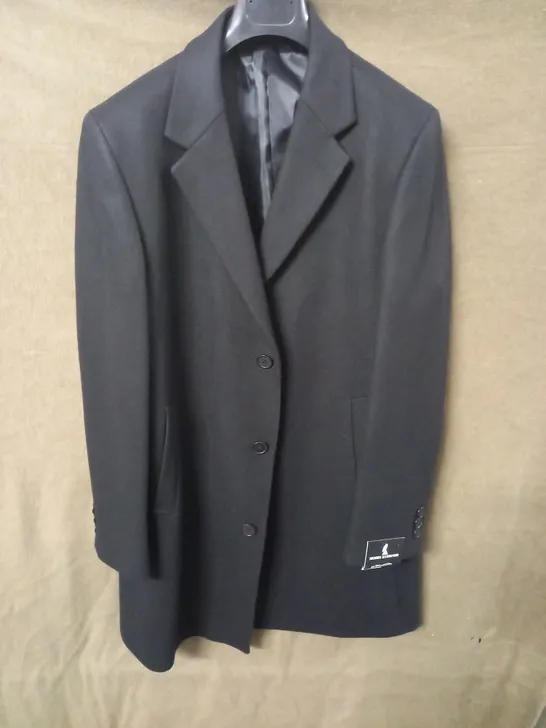 BRAND NEW MOSES KUSHNER 100% WOOL BUTTON FRONT COAT IN BLACK - XL