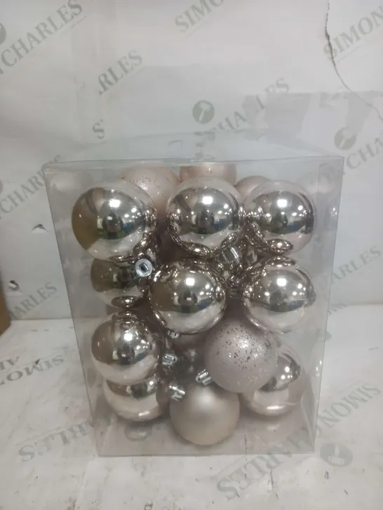 BRAND NEW 6 PACK BOXED CHRISTMAS TREE BAUBLES ROSE-GOLD