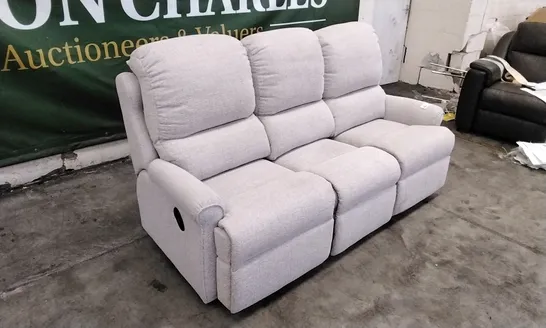 QUALITY BRITISH DESIGNED & MANUFACTURED G PLAN NEWMARKET 3 SEATER MANUAL RECLINER SOFA SPECKLE FAWN FABRIC