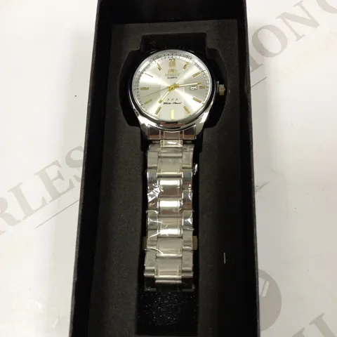 ORIENT QUARTZ SILVER EFFECT MENS LINK WATCH 