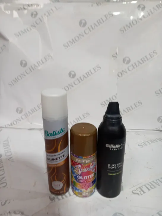 APPROXIMATELY 10 ASSORTED AEROSOL ITEMS TO INCLUDE COLOUR DRY SHAMPOO, SHAVING FOAM, SPRAY PAINT ETC - COLLECTION ONLY 