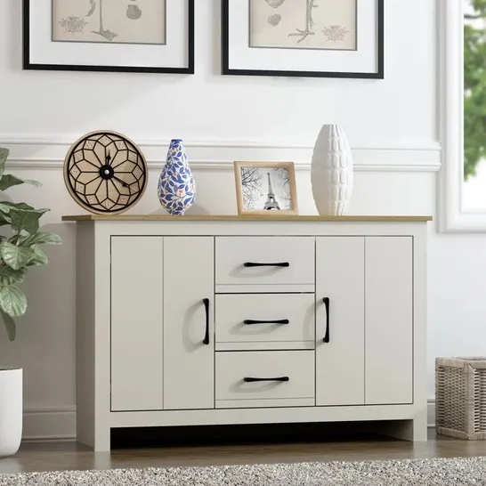 BOXED TALMAGE 119CM WIDE 3-DRAWER SIDEBOARD (1 BOX)