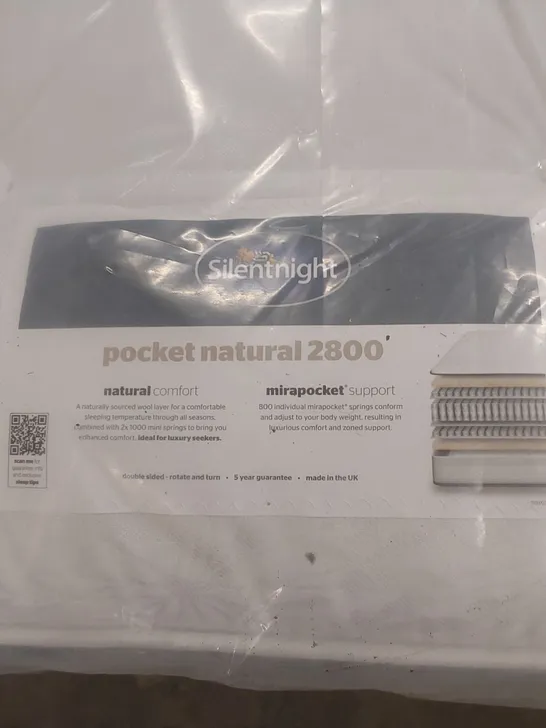 QUALITY BAGGED SILENTNIGHT 5' KING SIZE POCKET NATURAL 2800 MATTRESS 