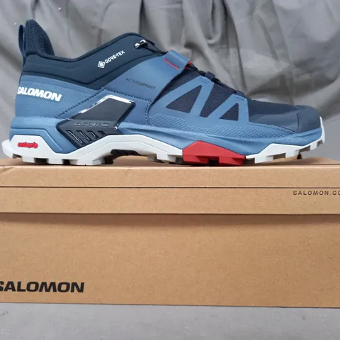 BOXED PAIR OF SALOMON X ULTRA 4 GTX SHOES IN NAVY/BLUE UK SIZE 11