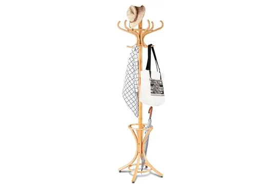 BOXED COSTWAY WOOD FREESTANDING 12-HOOK COAT RACK (1 BOX)