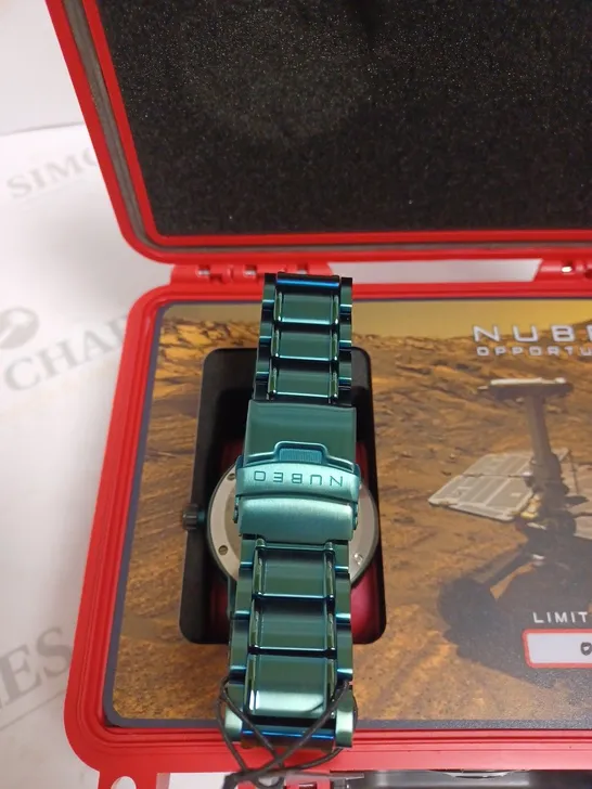 BOXED NUBEO GENTS LIMITED EDITION 27/100 WATCH STAINLESS STEEL - GREEN