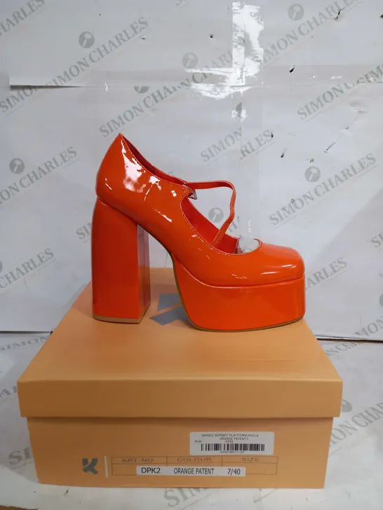 KOI FOOTWEAR MANGO SORBET PLATFORM HEELS ORANGE PATENT - EU 40