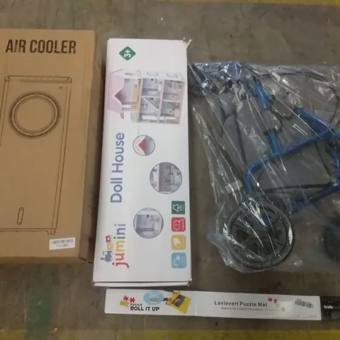 PALLET OF ASSORTED ITEMS INCLUDING AIR COOLER, LAVIEVERT PUZZLE MAT, JUMINI DOLL HOUSE, 3 WHEEL WALKER, FOOT SPA MASSAGER, TURNTABLE SYSTEM